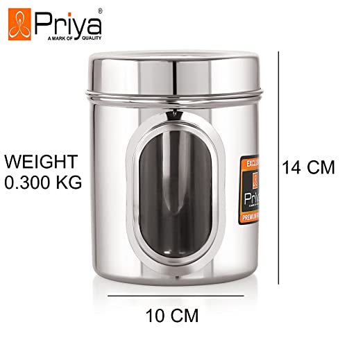 Priya Set of 4 Stainless Steel Kitchen Storage Jars with See-Through Window (1000ml Each) – Airtight Containers for Spices, Grains, Snacks, Durable & Rust-Resistant – Silver Finish - Image 4