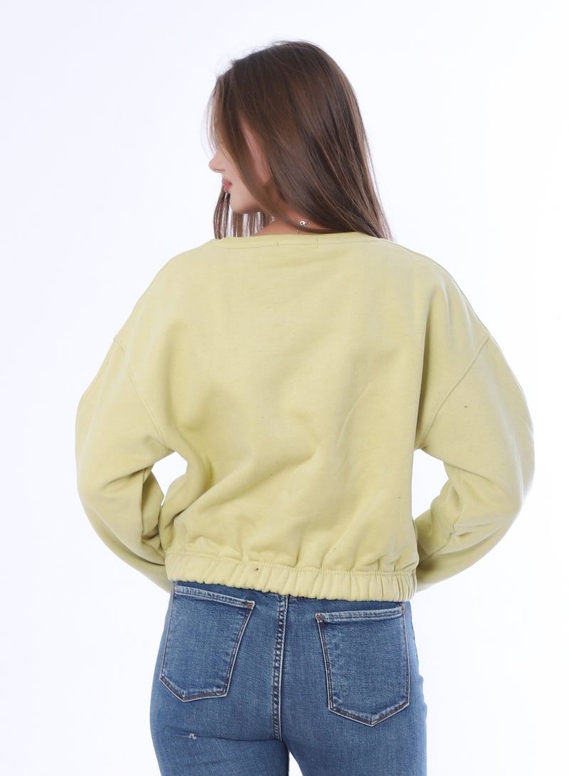 بيبو سويت شيرت نسائي، طباعة جرافيك، أكمام طويلة_كيوي - Image 3