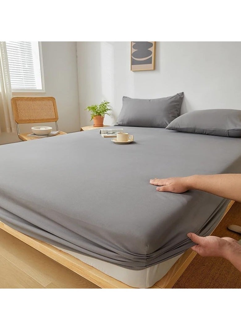 QBED QBED Plain Fitted Sheet Set for Hotels, Homes & Touristic Villages 3 Pieces (120 * 200 * 30 cm, Grey)  - Image 1