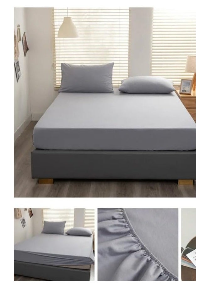 QBED QBED Plain Fitted Sheet Set for Hotels, Homes & Touristic Villages 3 Pieces (120 * 200 * 30 cm, Grey)  - Image 3
