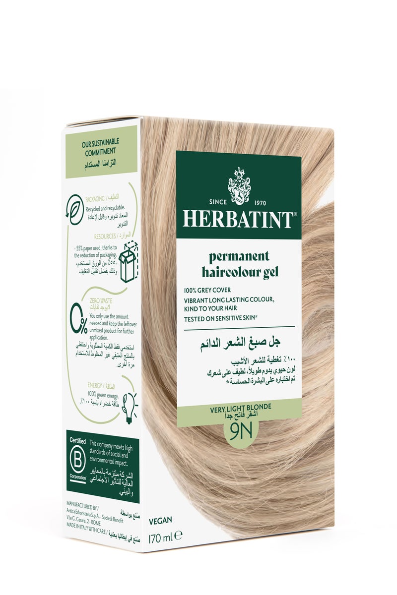 Herbatint Permanent Hair Color Gel 9N Very Light Blonde (170ml Kit) – Natural Very Light Blonde Hair Color for Long-Lasting Gray Coverage, with Herbal Extracts, Ammonia-Free, Vegan - Image 3