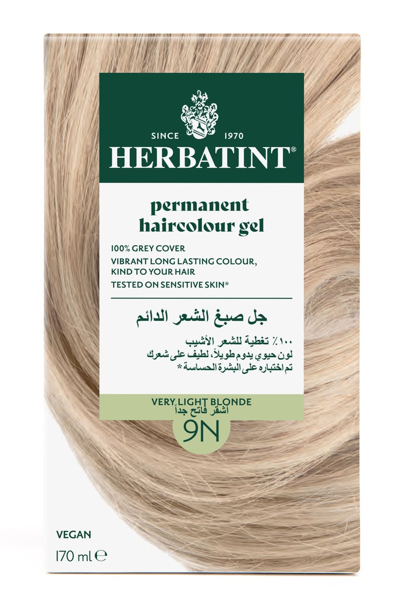 Herbatint Permanent Hair Color Gel 9N Very Light Blonde (170ml Kit) – Natural Very Light Blonde Hair Color for Long-Lasting Gray Coverage, with Herbal Extracts, Ammonia-Free, Vegan - Image 1