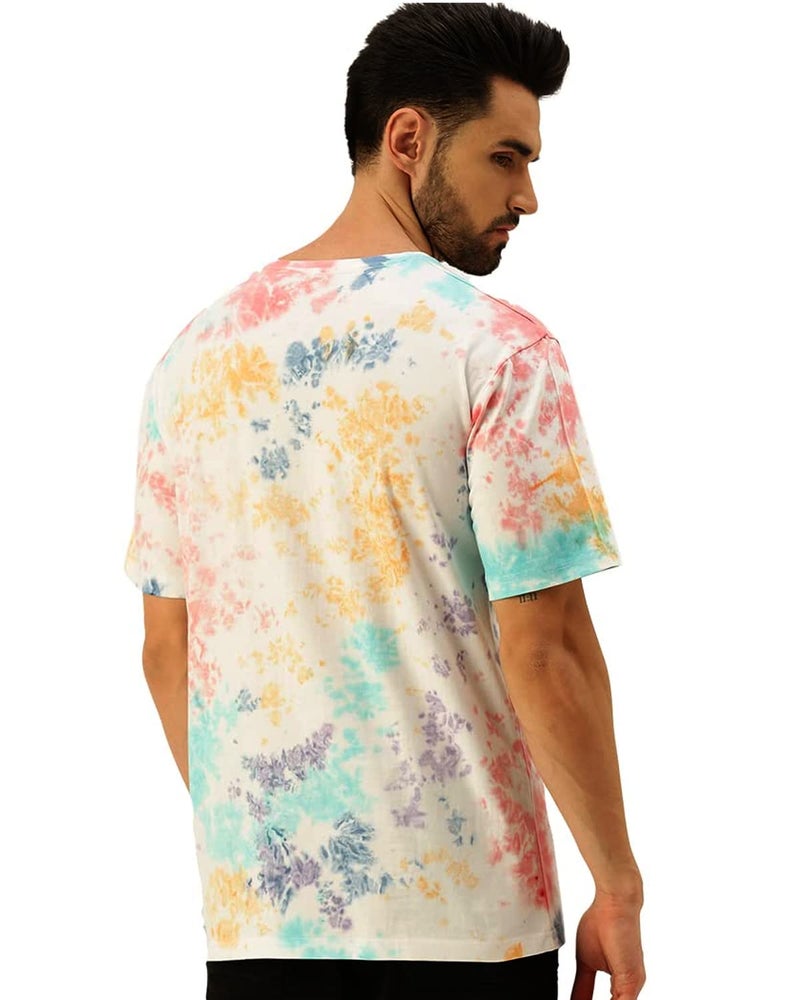 Veirdo® Multicolour Pure Cotton Official Disney Merchandise Srop Shoulder Tie-Dye Oversized Baggy Fit with Mickey Mouse Print Round Neck Half Sleeve T-Shirt for Men & Boys (Sizes: S to 2XL) - Image 2