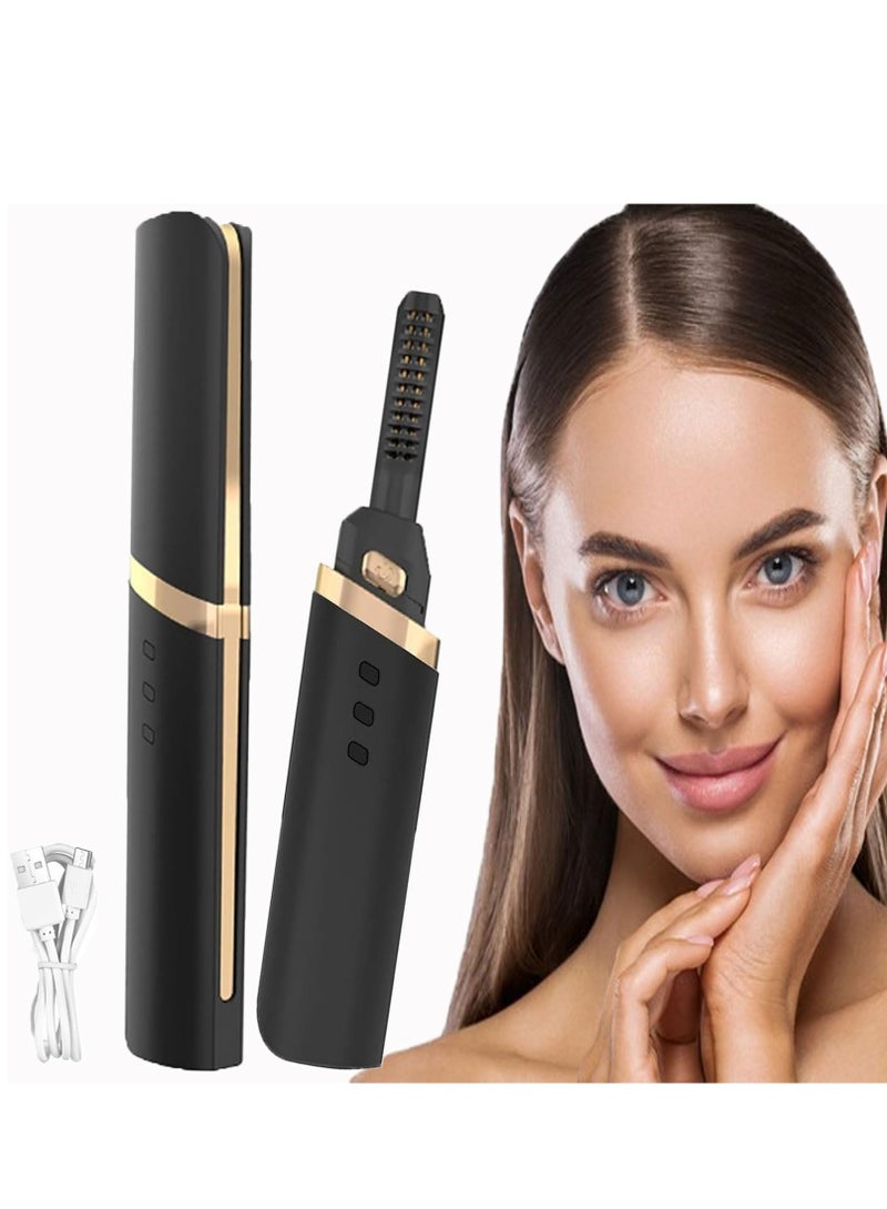 Excefore Rechargeable Heated Eyelash Curler, Natural Curling Eye Lashes, 24 Hours Long Lasting, Suitable for Home Work and Trave (Black) - Image 1