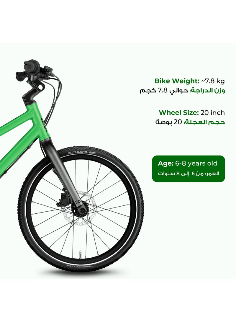 Woom EXPLORE 4 20-Inch Kids Mountain Bike | 20-Inch Wheel Size | All-Terrain Use | 7-Speed Shimano Gearing | Disc Brakes | Lightweight Frame | Jungle Green - Image 5