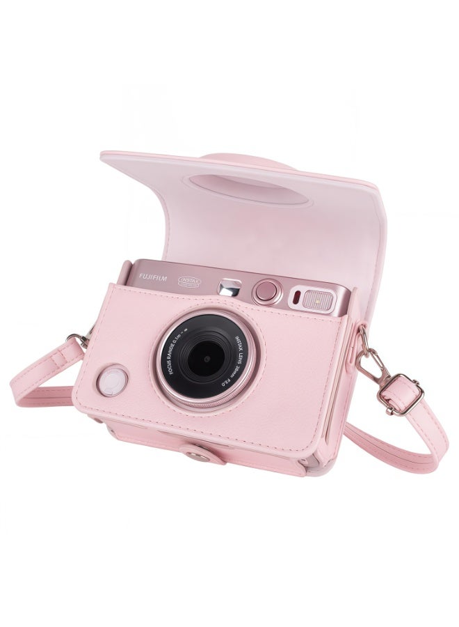 حقيبة كاميرا متوافقة مع كاميرا Fujifilm Instax Mini EVO، حقيبة واقية باللون الوردي الفاتح مزودة بحزام كتف، حقيبة تخزين رفيعة الحجم مخصصة لكاميرا Instax Mini EVO - Image 1
