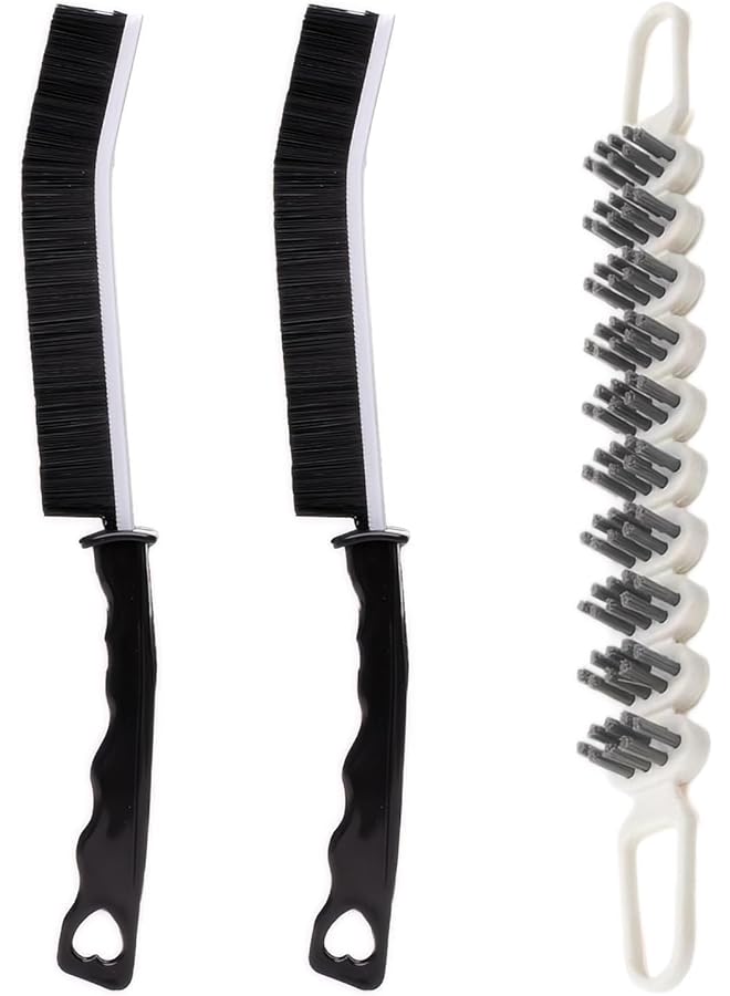 PROMASS Crevice Cleaning Brush, 3 Pcs Multifunctional Cleaning Brush Tools, Hard Bristle Crevice Cleaning Brush, Crevice Cleaning Brushes for Household Use Bathroom Tiles Kitchen Practical and Durable - Image 1