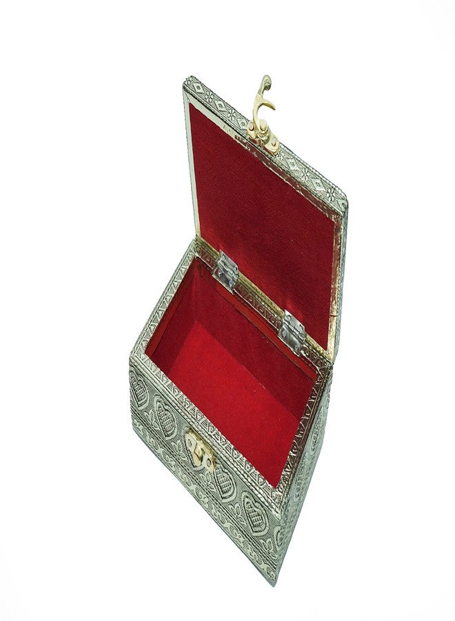 GUNENDRA Crafts Handicraft Jewellery Box, Wedding Gift Box, Meenakari Wooden Box, Vanity Box. Jewellery, Bangle, Earrings, Necklace, Watch Storage Box (6x4 INCH) - Image 4