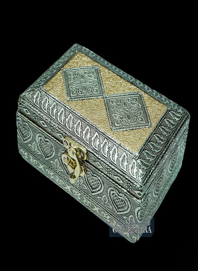 GUNENDRA Crafts Handicraft Jewellery Box, Wedding Gift Box, Meenakari Wooden Box, Vanity Box. Jewellery, Bangle, Earrings, Necklace, Watch Storage Box (6x4 INCH) - Image 1