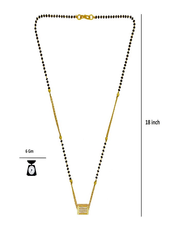 Gift Nest Gold plated Ad traditional Mangalsutra tanmaniya Black Beaded Golden chain For Women and Girls Brass Mangalsutra - Image 3