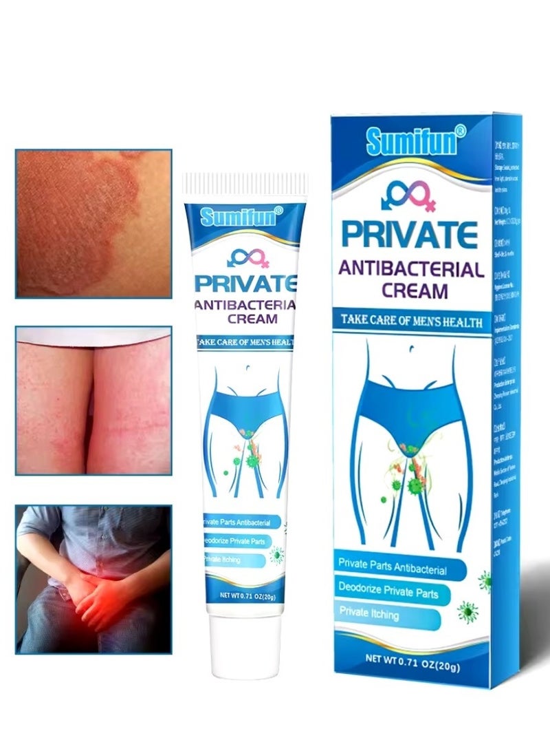 Sumifun Private Antibacterial Cream Anti Itching Man Private Care Private Relief More Moisture Smooth Care Relieves Itching Burning Cracking and Dandruff Related to Fungal Infections Itching Cream 20g  - Image 1