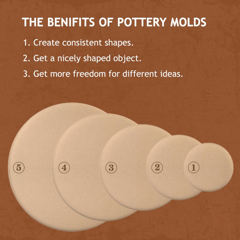 ORIISIN Round Pottery Molds for Handbuilding Plates, 5 Pcs Pottery Forms, Pottery Molds for Clay, Ceramic Molds Slump Molds for Pottery, Ceramic Plate Pottery Forming Molds - Image 5