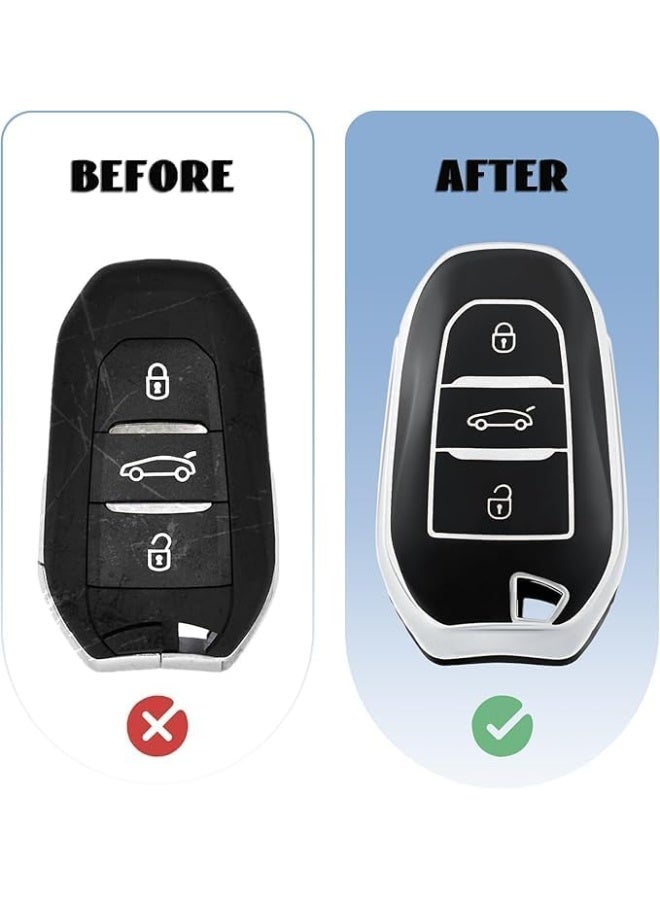 UShop U-Shop heat-resistant polyurethane protective cover for remote car keys, compatible with Peugeot 208, 308, 408, 508, 307, 2008, 3008, 5008, Citroën C3, C4, C5, DS3, DS5, DS7 - Image 4