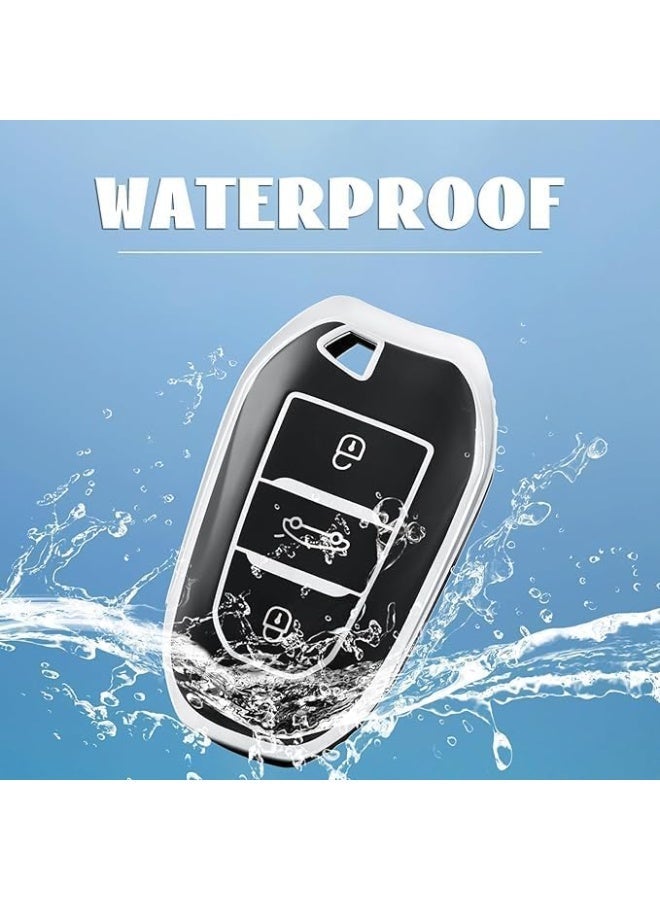 UShop U-Shop heat-resistant polyurethane protective cover for remote car keys, compatible with Peugeot 208, 308, 408, 508, 307, 2008, 3008, 5008, Citroën C3, C4, C5, DS3, DS5, DS7 - Image 2
