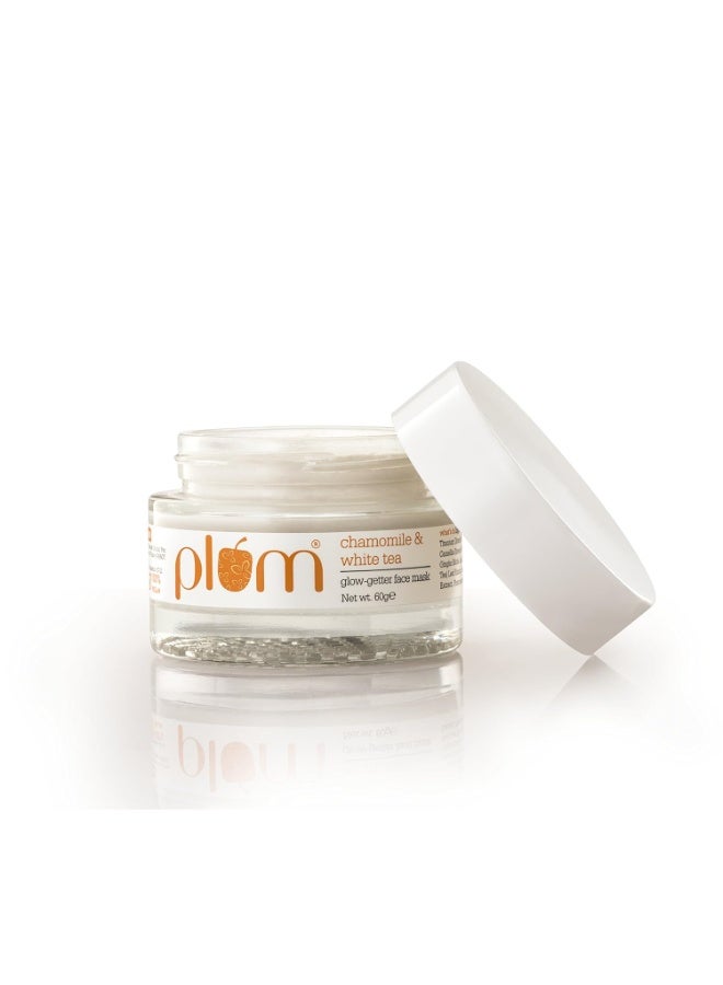 Plum Plum Chamomile & White Tea Glow-Getter Face Mask | De-tanning Clay Mask | For Normal, Combination Skin | 100% Vegan, Cruelty Free | 60g  - Image 4