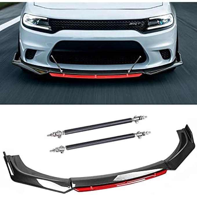 DREAMIZER Carbon Fiber Front Bumper Lip+Strut Rods Compatible With Lexus IS250 IS300 IS350 ES350 GS300 - Image 2