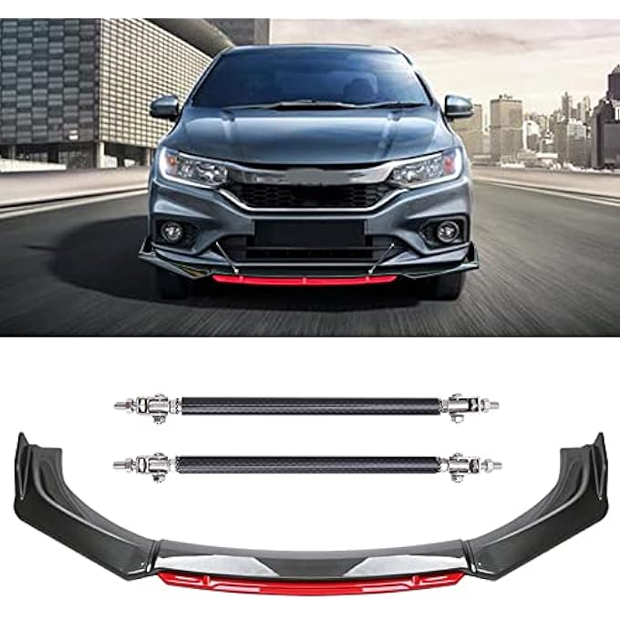 DREAMIZER Carbon Fiber Front Bumper Lip+Strut Rods Compatible With Lexus IS250 IS300 IS350 ES350 GS300 - Image 1