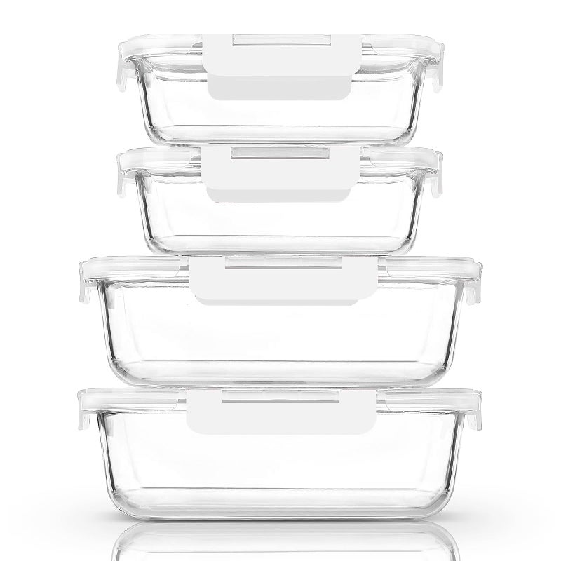 M MCIRCO [80 oz & 36 oz]Extra Large Glass Food Storage/Baking Containers Set with Lids, 2 Pack 80 oz(10 cup)&2 Pack 36 oz (4.5 cup)Airtight Glass Container,Microwave,Oven,Freezer and Dishwasher, White - Image 1