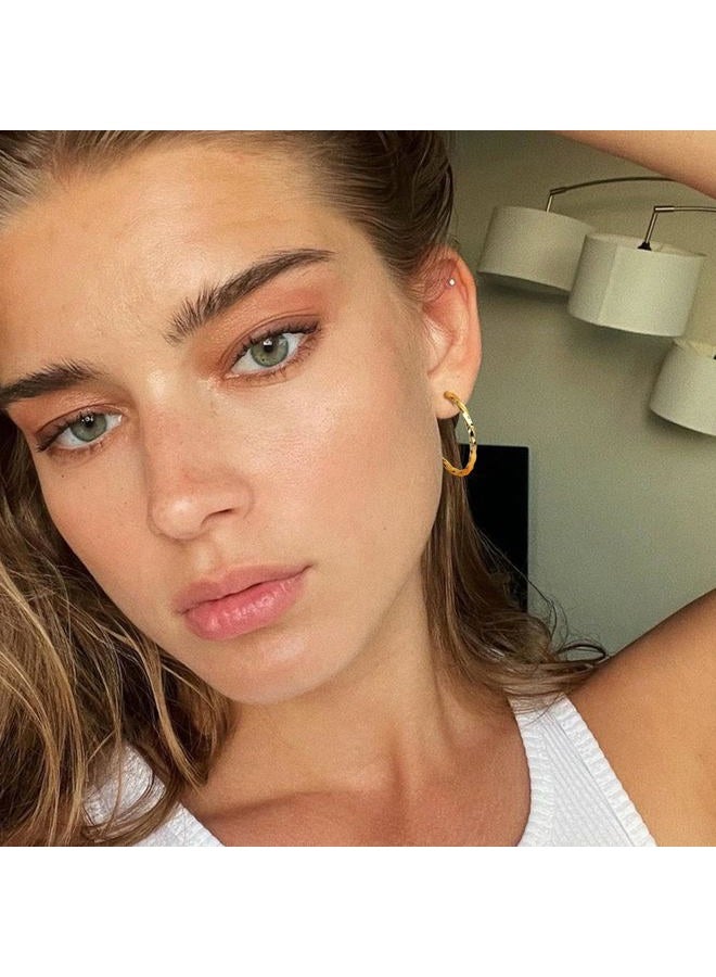 Adramata Clip On Hoop Earrings for Women Non Pierced Ears,Gold Clip On Earrings Non Piercing Big Stainless Steel Fake Hoops Lightweight 30-60mm, 30mm, 40mm, 50mm, 60mm, Stainless Steel, No Gemstone - Image 2