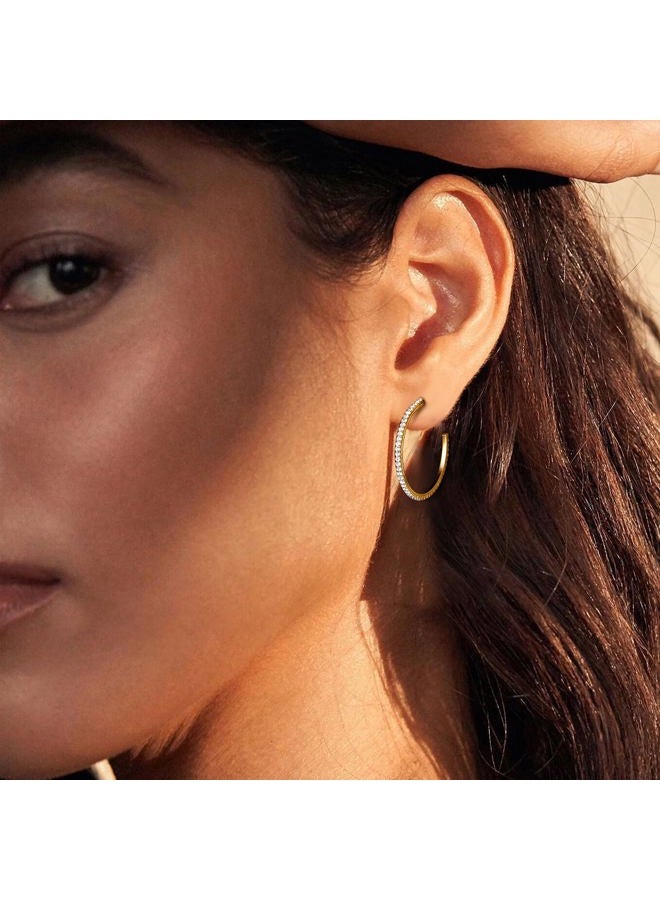 Adramata Clip On Hoop Earrings for Women Non Pierced Ears,Gold Clip On Earrings Non Piercing Big Stainless Steel Fake Hoops Lightweight 30-60mm, 30mm, 40mm, 50mm, 60mm, Stainless Steel, No Gemstone - Image 4