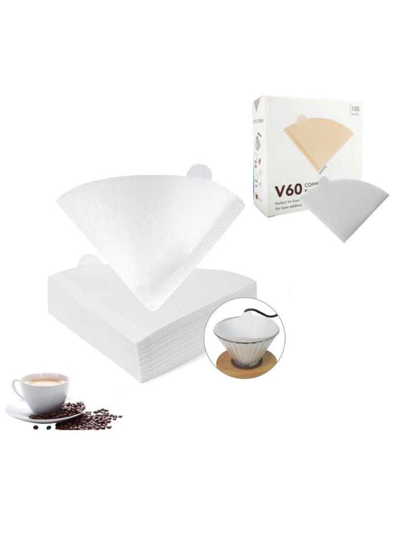 SKAFA 100pcs | Coffee Filters | V60 Cone Paper Filter | Natural Disposable Coffee Filters | Compatible with V60 Dripper and No.1/2 Size Pour Over fit to all drippers. (White, 1-2 Cups) - Image 1
