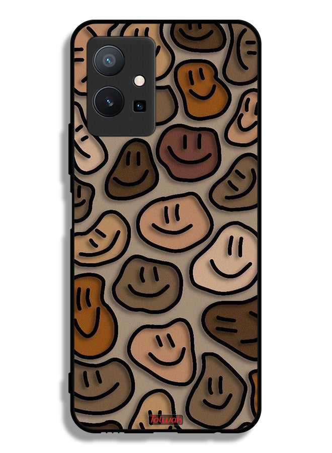 Tolwak Vivo T1 5G Protective Case Cover Smiley Faces Art - Image 2