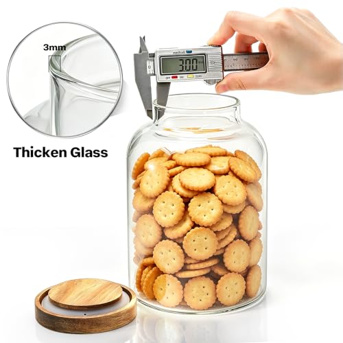 Bekith 2 Pack Large Glass Food Storage Jar with Airtight Wooden Lid, 66 FL OZ(1950ml) Glass Food Canister for Kitchen and Pantry Organization, Storage Containers for Coffee, Rice, Sugar, Flour - Image 4