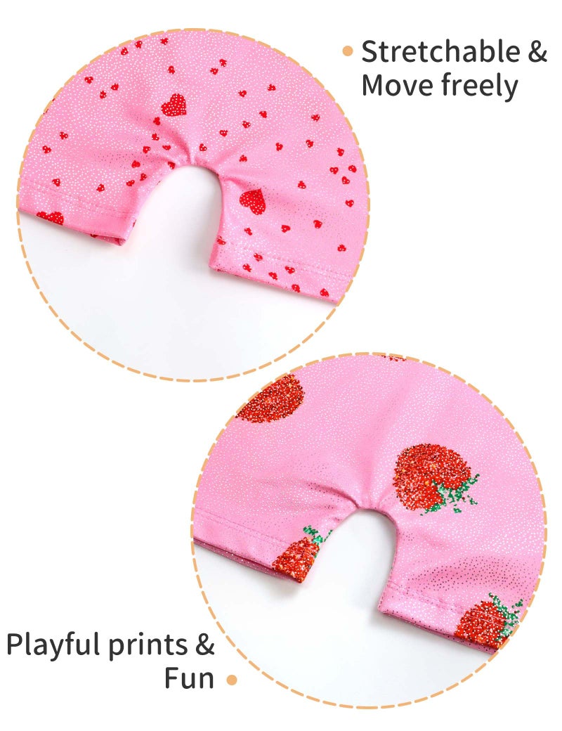 Nokecina Girls Gymnastics Leotards Size 5-6 Years Old 2 Pack Sparkly Pink Strawberry Athletic Outfit - Image 5