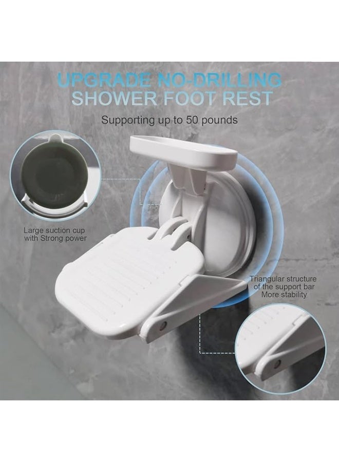 DUNISO Shower Foot Rest, Plastic Shaving Aid for Legs, Foldable Shower Step Pedal with Upgrade Industrial Suction Cup, White Suction Cup Foot Rest for Shower, Spa - Image 2