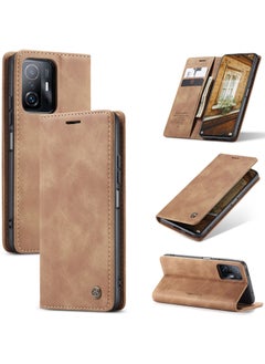 CaseMe CaseMe Xiaomi Mi 11/11T Pro Case Wallet, for Xiaomi Mi 11/11T Pro Wallet Case Book Folding Flip Folio Case with Magnetic Kickstand Card Slots Protective Cover - Brown  - Image 1