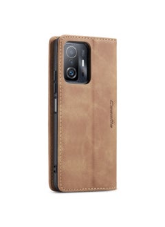 CaseMe CaseMe Xiaomi Mi 11/11T Pro Case Wallet, for Xiaomi Mi 11/11T Pro Wallet Case Book Folding Flip Folio Case with Magnetic Kickstand Card Slots Protective Cover - Brown  - Image 3