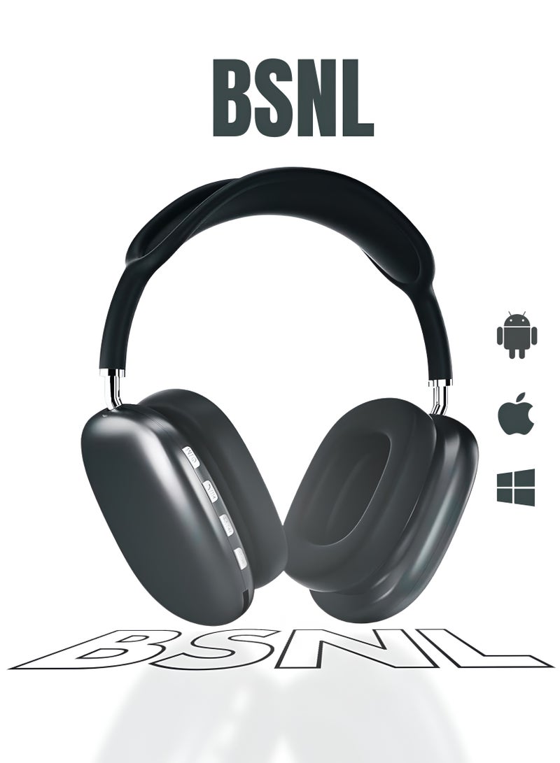 بي إس إن إل سماعة رأس بلوتوث تغطي الأذن بي 9 - اسود - Image 1