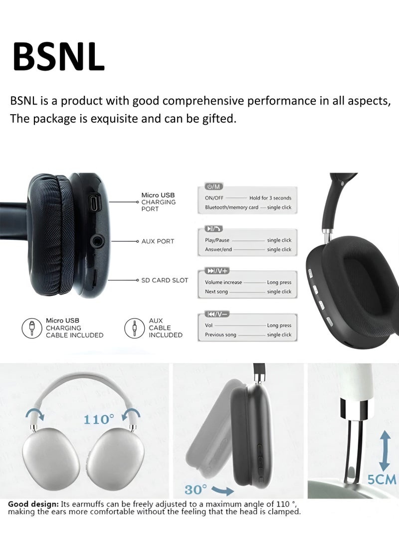بي إس إن إل سماعة رأس بلوتوث تغطي الأذن بي 9 - اسود - Image 5