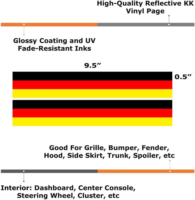 iJDMTOY (2) Germany Flag Colour Stripe Decal Sticker For Euro Car Audi BMW MINI Mercedes Porsche Volkswagen Exterior or Interior Decoration - Image 2