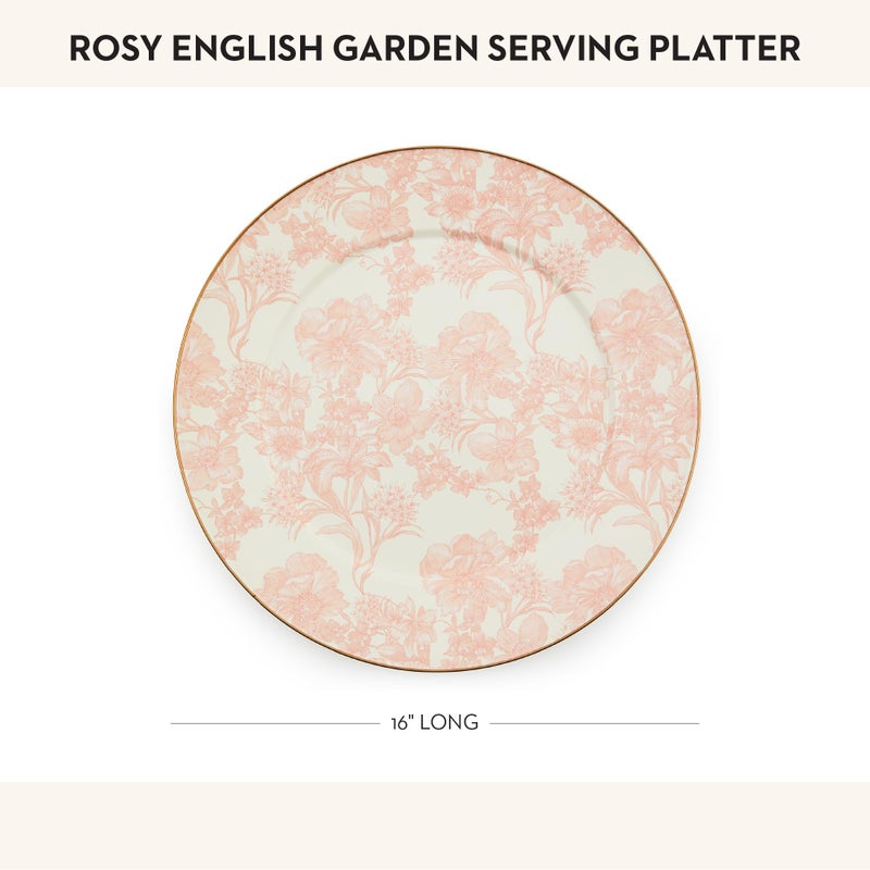 mackenzie childs MACKENZIE-CHILDS Enamel Serving Platter, Decorative Serving Platter for Food, 16 Inches, Rosy English Garden - Image 4