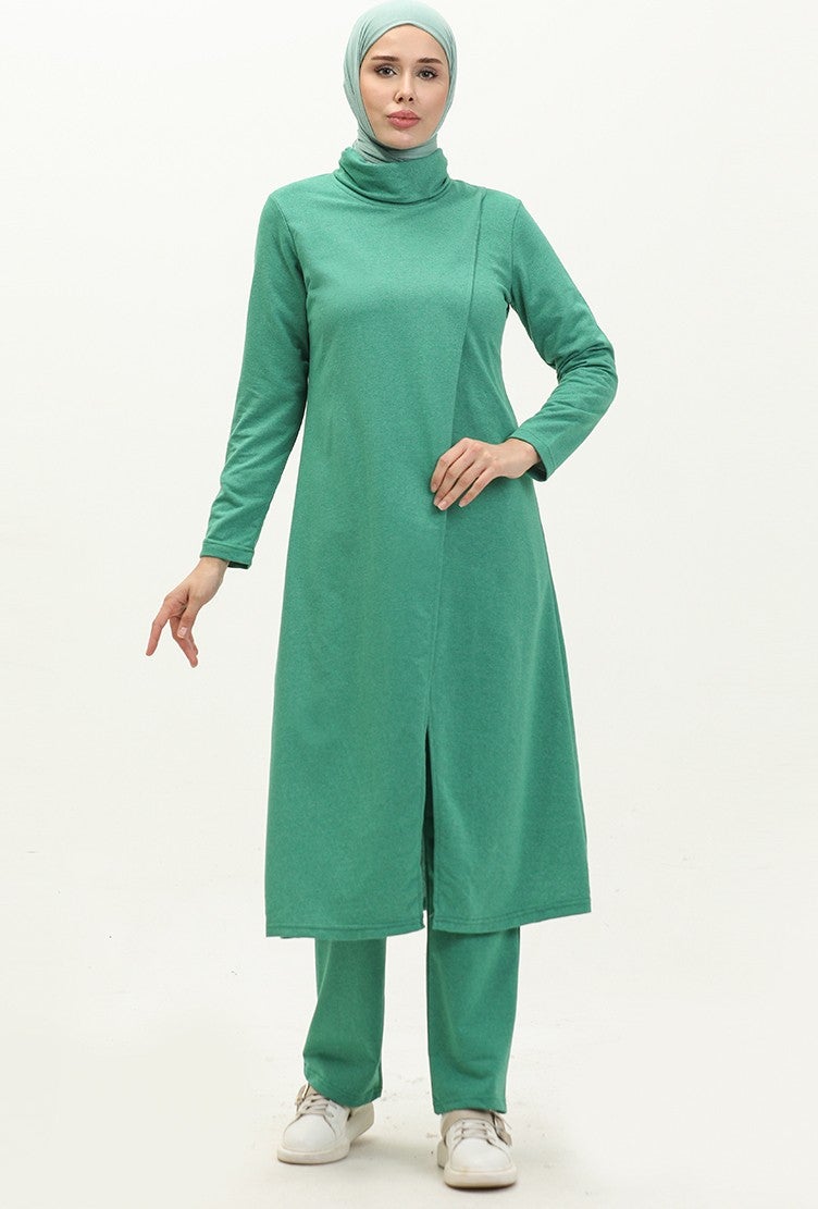 Sefa Merve Turtleneck Tracksuit 3043-08 Green  - Image 1