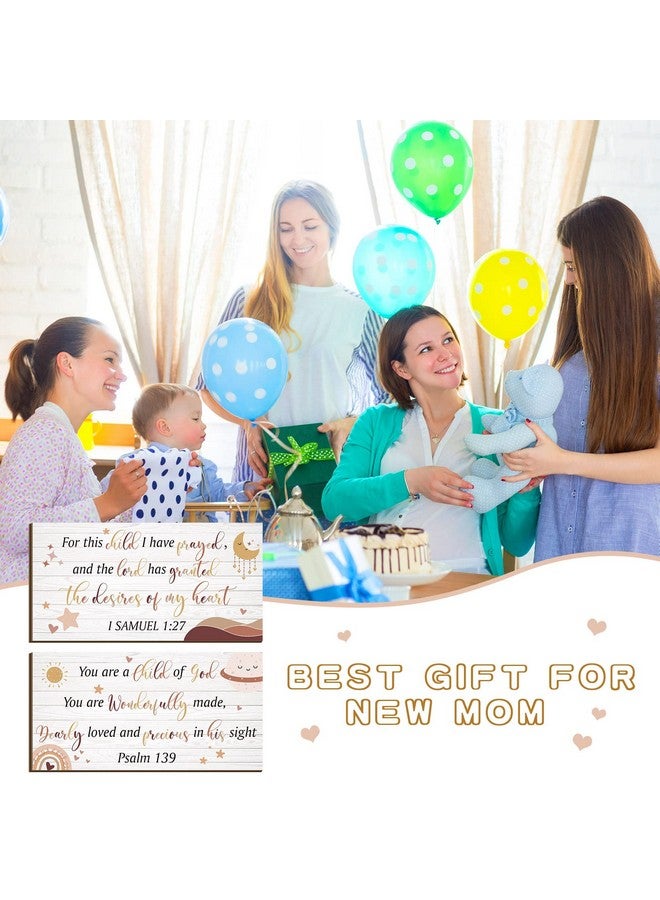 Yookeer يوكير 2 قطع ديكور حائط خشبي ل nursery للبنات والأولاد ديكور غرفة الطفلة الصغيرة فن الجدار المسيحي هذه الطفلة التي صليت من أجلها اقتباس من الكتاب المقدس لافتة معلقة للأطفال في المنزل 12 × 6 بوصة (لطيف) - Image 4