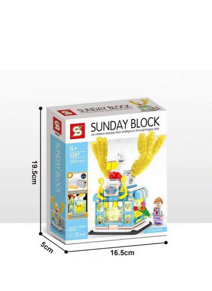 SUNDAY - SUNDAY BLOCK Creative Building Set – 354+ Pieces – DIY Construction Toy for Kids – Ages 6+ – Colorful Shop Design with Figurine – STEM Educational Blocks Kit - Image 1