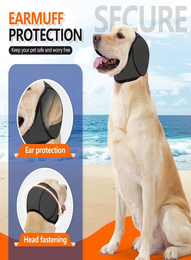 JOHNBOLIN Dog Ear Muffs & No Shake Ear Wrap for Hematoma, Bathing, Drying, Swim& Noise Anxiety Relief- Elastic Waterproof Ear Protector with Calming Hoodie Design for Grooming/Head Ear Cover (Grey, L) - Image 3