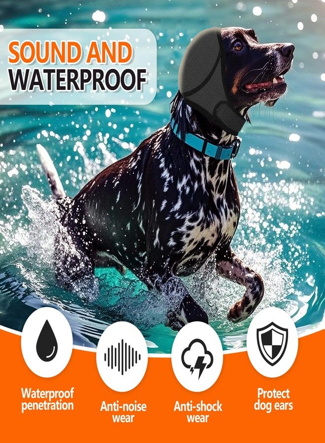 JOHNBOLIN Dog Ear Muffs & No Shake Ear Wrap for Hematoma, Bathing, Drying, Swim& Noise Anxiety Relief- Elastic Waterproof Ear Protector with Calming Hoodie Design for Grooming/Head Ear Cover (Grey, L) - Image 5