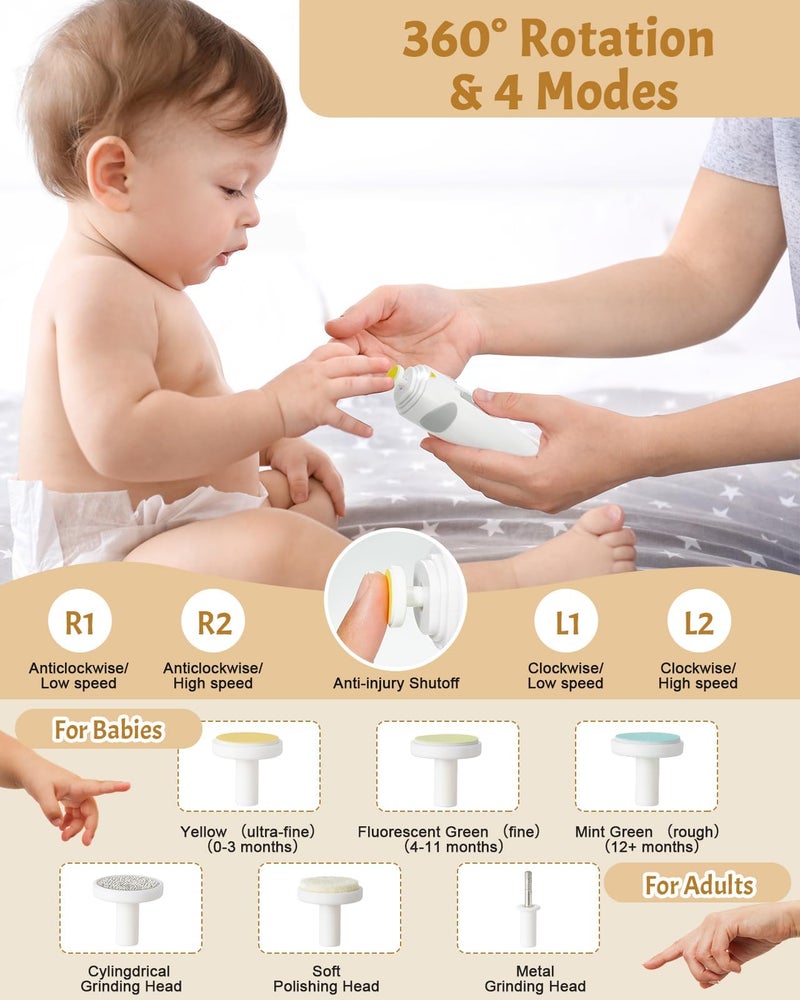 Lictin Baby Healthcare and Grooming Kit, 26 in 1 Rechargeable Nail Trimmer Electric Set,Safe File with Auto Light, Newborn Nursery Health Care Portable Safety Set for Infant Toddlers Boys Girls, Grey - Image 2