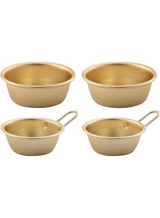 Gold Aluminum Rice Wine Bowls Set 12cm 4pcs with Handles for Noodles and Cold Drinks - Image 1