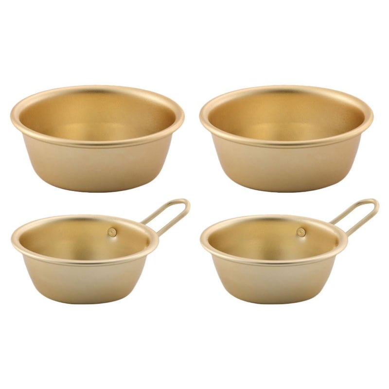 Gold Aluminum Rice Wine Bowls Set 12cm 4pcs with Handles for Noodles and Cold Drinks - Image 2