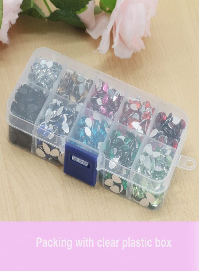 PAMIR TONG 2200pcs 5*8mm Waterdrop Shape Craft Gems Jewels Acrylic Flatback Rhinestones Gemstone with Tweezers Glue Picking pen for Bead Adhesive Jewelry Making Phone case Nail Art (Small Waterdrop) - Image 4