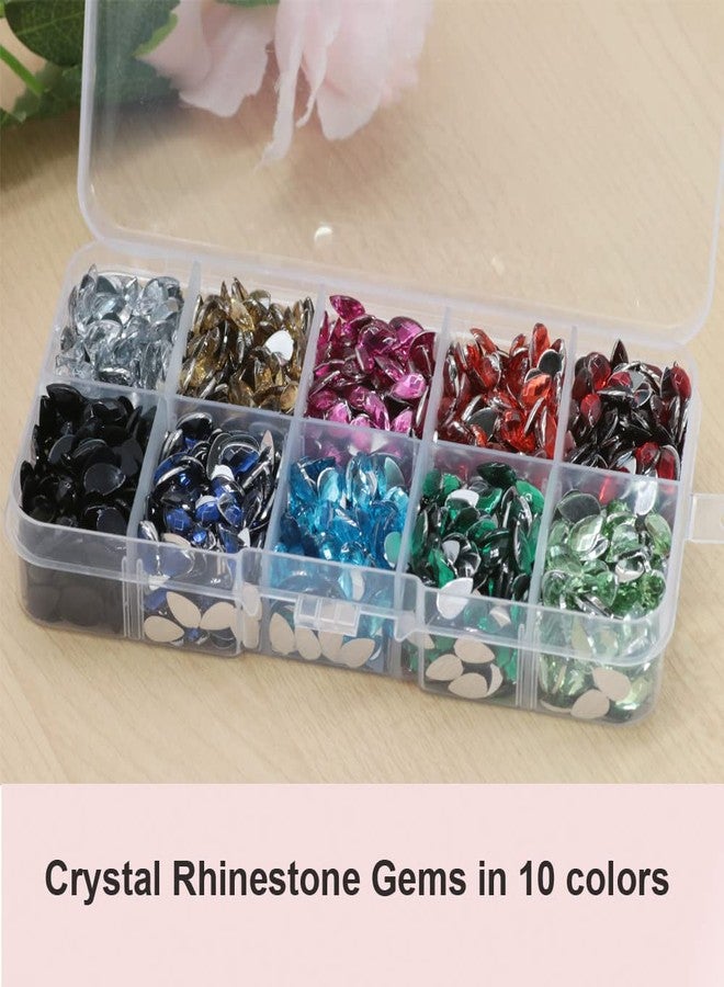 PAMIR TONG 2200pcs 5*8mm Waterdrop Shape Craft Gems Jewels Acrylic Flatback Rhinestones Gemstone with Tweezers Glue Picking pen for Bead Adhesive Jewelry Making Phone case Nail Art (Small Waterdrop) - Image 3