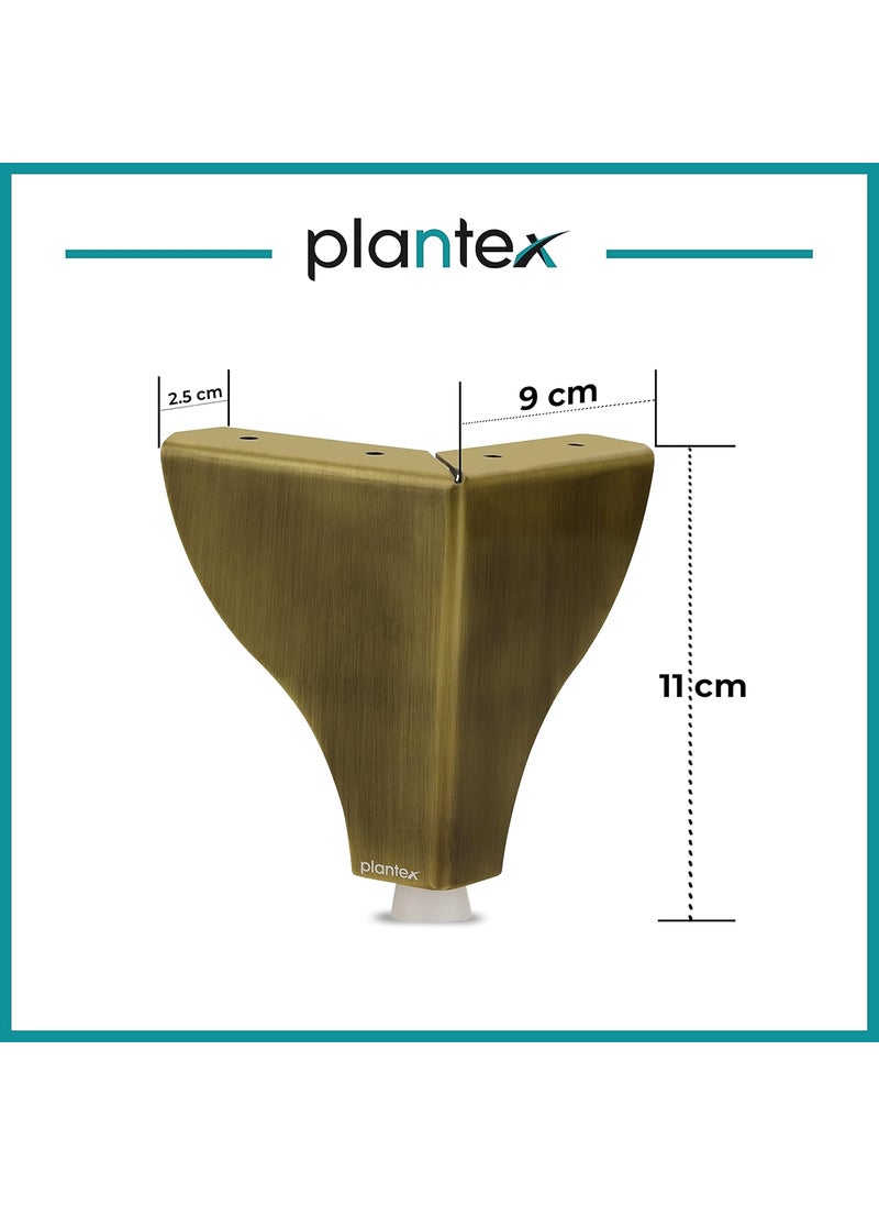 plantex Plantex 4 Inch Sofa Legs for Bed FurnitureSofa Legs for TableSofa Support Legs with Rubber Grip Brass Antique 6 Pcs  - Image 3