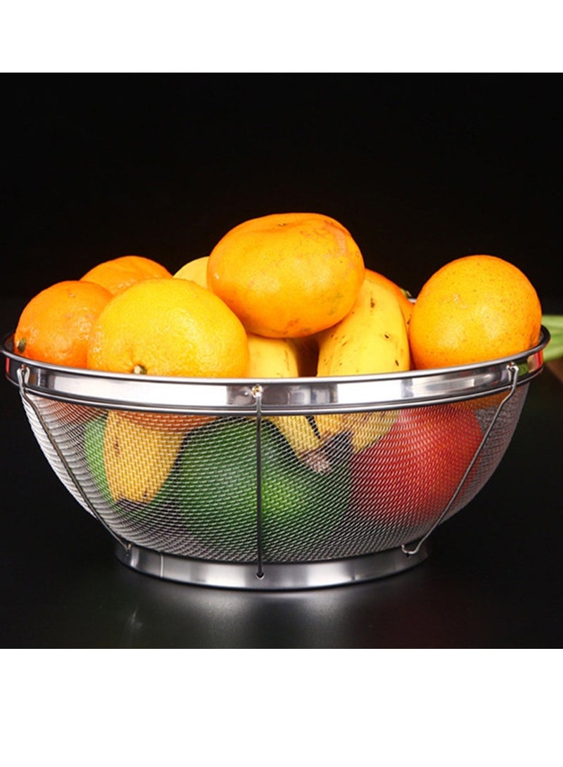 5pcs Kitchen Stainless Steel Fruit Bowl Hollow Modern Countertop Food Storage Basket Strainer for Vegetables Living Room Table Decorative Fruit Holder Creative Home Decor Bread Storage Organizer  - Image 3