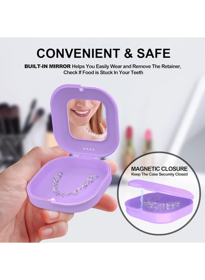SOLARAE Retainer Case with Mirror and Vent Holes, Cute Retainer Holder Case Compatible with Invisalign - Image 5