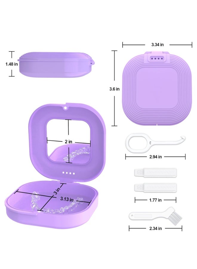 SOLARAE Retainer Case with Mirror and Vent Holes, Cute Retainer Holder Case Compatible with Invisalign - Image 2