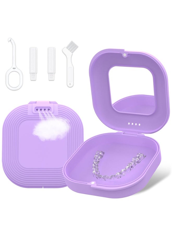 SOLARAE Retainer Case with Mirror and Vent Holes, Cute Retainer Holder Case Compatible with Invisalign - Image 1